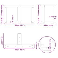 Vidaxl Noge za klubsko mizico v obliki črke T, 2 kosa, črne, 40x25x(30-31) cm, jeklo