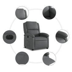Vidaxl Električni naslanjač sivo umetno usnje