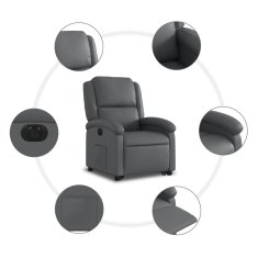 Vidaxl Električni naslanjač s funkcijo vstajanja sivo umetno usnje
