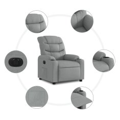 Vidaxl Električni naslanjač svetlo sivo blago