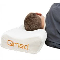 Qmed Profiliran ortopedski vzglavnik QMED s spominsko peno - bel, višina 9,5-11,5 cm, 520 mm x 320 mm, idealen za udobno spanje in podporo vratu.