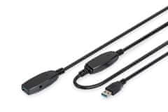 Digitus Digitus aktivni USB 3.0 podaljšek, 10 m, črn, 5 Gbit/s, Plug and Play, moški-female, visoka hitrost prenosa podatkov, idealen za domačo in profesionalno uporabo.