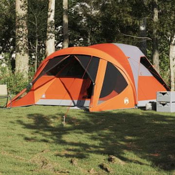 Vidaxl vidaXL Družinski tunelski šotor, 6 oseb, sivo-oranžen, vodoodporen