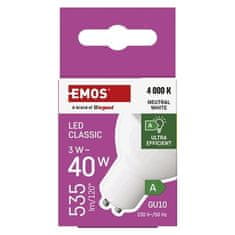 Emos LED žarnica ZQ8338 Classic MR16 A CLASS/ GU10 / 3 W (40 W) / 535 lm / neutral white