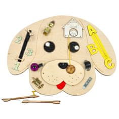 WOWO Lesena tabla z motivom psa - Lesena manipulacijska tabla z motivom psa 49x37x6,5 cm