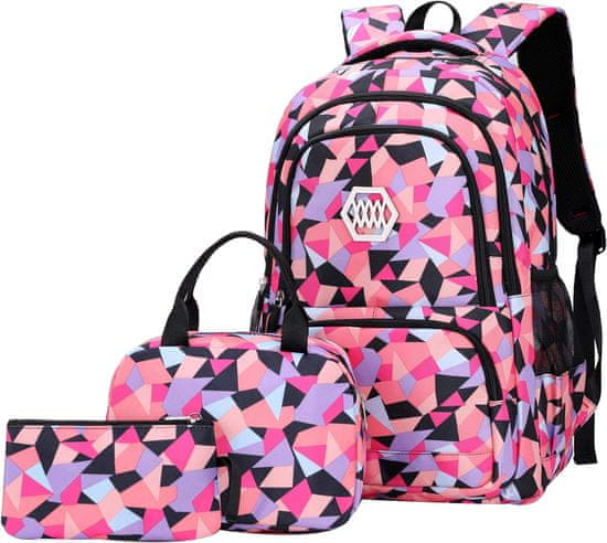 Netscroll  3-delni set šolskega nahrbtnika z dodatnima torbama, prostoren in trpežen nahrbtnik z ergonomsko zasnovo, na voljo v modri barvi, vodoodporen, SchoolBag