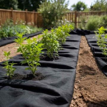 Vidaxl vidaXL Geotekstil, črn, 1 x 10 m, poliestrska vlakna