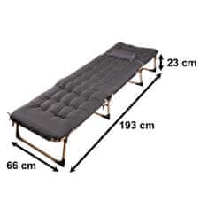 WOWO Zložljiva postelja temno siva 198 cm - Temno siva zložljiva postelja 198 cm