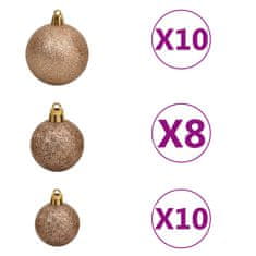 Vidaxl Umetna novoletna jelka 300 LED diod in komplet bučk 180 cm