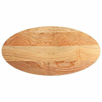 Vidaxl Mizna plošča svetlo rjava 120x60x4 cm trdna hrastovina ovalna