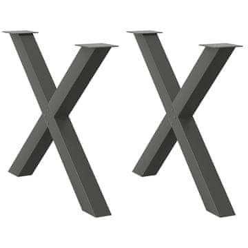 shumee vidaXL Noge za jedilno mizo X-oblika 2 kosa antracit 90x(72-73) cm