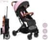 ESTELLE 2v1 otroški voziček, zložljiv, streha, naslonjalo, pasovi, črno-roza