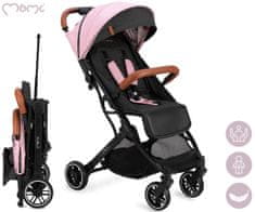 ESTELLE 2v1 otroški voziček, zložljiv, streha, naslonjalo, pasovi, črno-roza