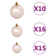 Vidaxl Umetna novoletna jelka 300 LED diod in komplet bučk 270 cm