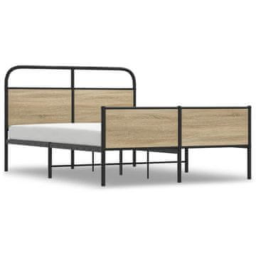Vidaxl Posteljni okvir brez vzmetnice 135x190 cm sonoma hrast inž. les
