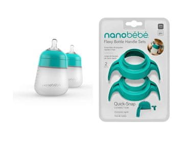 Nanobébé Silikonski Flexy set z ročaji MINT