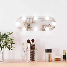 Vidaxl Stensko ogledalo z LED lučmi 15x40 cm stekleno ovalno