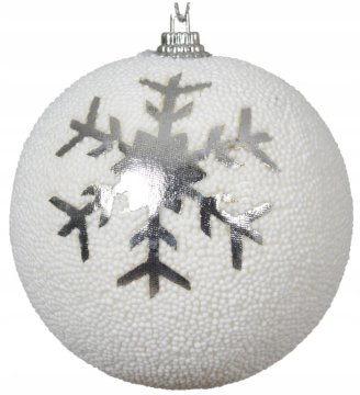 shumee Božična kroglica 8cm bela s srebrno snežinko