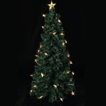 StarDeco Novoletna smreka z optičnimi vlakni in zvezdami Bauges 75xh180cm / plastika