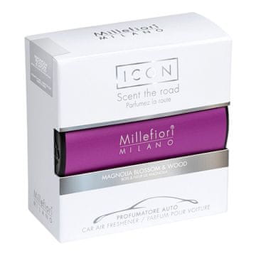 Millefiori Milano Vůně do auta Icon, Magnolia Blossom & Wood, Květ magnólie a dřevo, design Icon, Classic, fialová