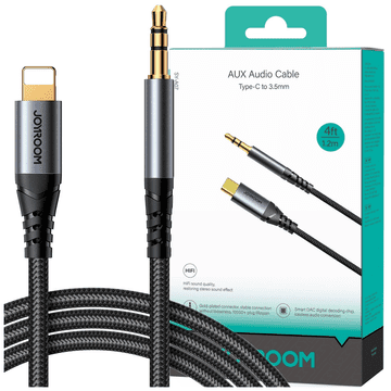 Joyroom JOYROOM STEREO AUDIO KABEL AUX 3,5 MM MINI JACK - LIGHTNING ZA IPHONE IPAD 1,2 M ČRN (SY-A06)