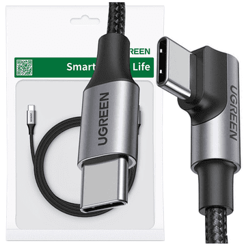 Ugreen UGREEN US334 USB-C 2.0 (KOTNI) / USB-C 2.0 (RAVNI) KABEL 100W PD 1 M - ČRN