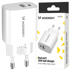WOZINSKY WOZINSKY WGWCW USB-A USB-C 20W STENSKI POLNILEC - BEL