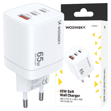 WOZINSKY WOZINSKY CGWCW 65W USB-A / 2 X USB-C GAN STENSKI POLNILNIK - BEL
