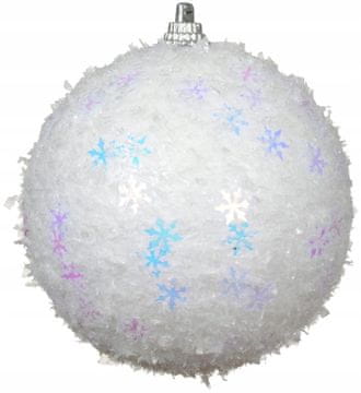 shumee Bela božična krogla 8 cm s sijočimi snežinkami