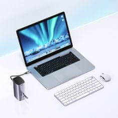 Ugreen UGREEN MULTIFUNKCIJSKA PRIKLJUČNA POSTAJA HUB 12V1 USB C USB HDMI DP RJ45 AUX SD TF SIVA (CM555)