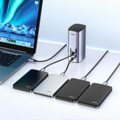 Ugreen UGREEN MULTIFUNKCIJSKA PRIKLJUČNA POSTAJA HUB 12V1 USB C USB HDMI DP RJ45 AUX SD TF SIVA (CM555)