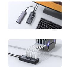 Ugreen UGREEN MULTIFUNKCIJSKI HUB 7V1 USB TYPE C - 7X USB TYPE A 3.0 PD DC 12V SIV (CM481)