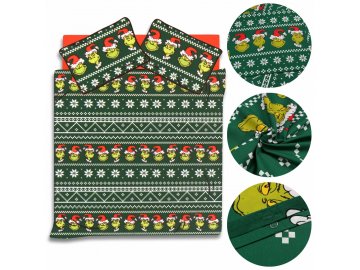 sarcia.eu Grinch zelena posteljnina, bombažna Božična posteljnina 200x220 cm