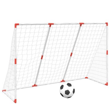Vidaxl Otroški nogometni gol z žogo 2 v 1 bela 184x64x124 cm