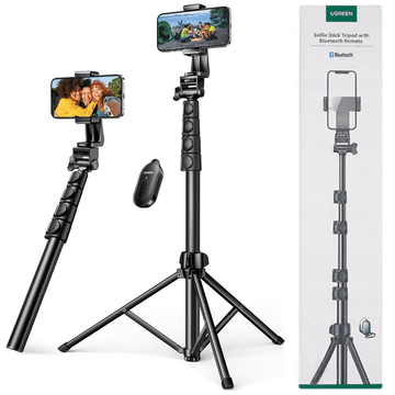 Ugreen UGREEN LP680 SELFIE PALICA S STOJALOM IN BLUETOOTH DALJINSKIM UPRAVLJALNIKOM 1,8M - ČRNA