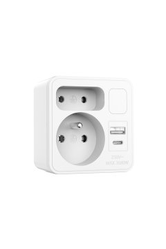 Velamp VELAMP podaljšek z USB-A+C in lučko