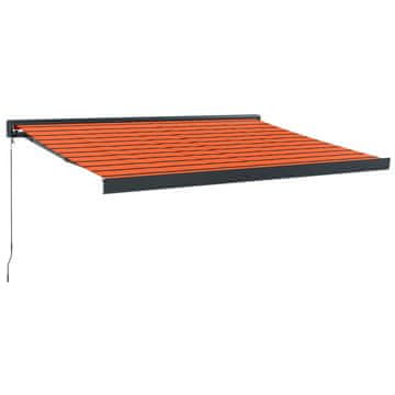 Vidaxl Zložljiva tenda oranžna in rjava 3,5x2,5 m blago in aluminij