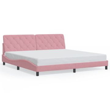Vidaxl Posteljni okvir brez vzmetnice roza 200x200 cm žamet