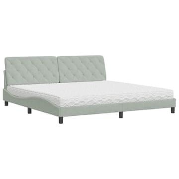 Vidaxl Postelja z vzmetnico svetlo siva 200x200 cm žamet