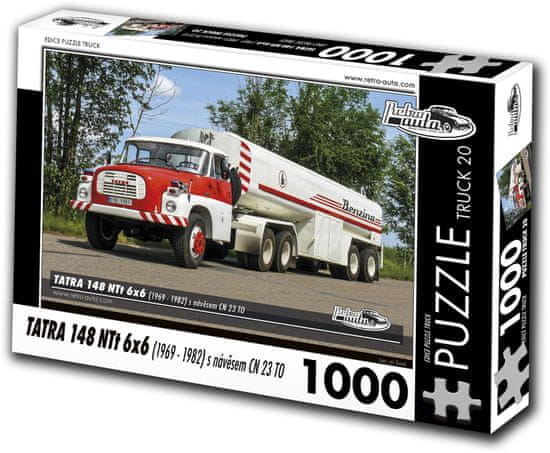 RETRO-AUTA© Puzzle TOVORNJAK št. 20 Tatra 148 NTt 6x6 s prikolico CO 23 TO (1969-1982) 1000 kosov