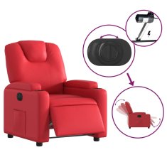 Vidaxl Električni naslanjač rdeče umetno usnje