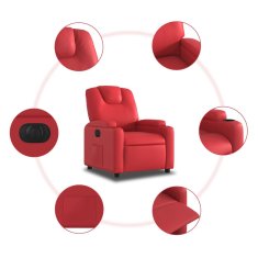 Vidaxl Električni naslanjač rdeče umetno usnje