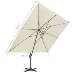 Vidaxl Previsni senčnik z aluminijastim drogom 400x300 cm peščen