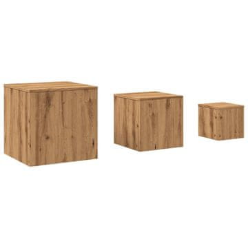 Vidaxl Stranske mizice 3 kosi artisan hrast inženirski les