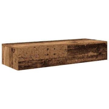 Vidaxl Stenska polica s predali starinski les 100x36x19 cm inž. les