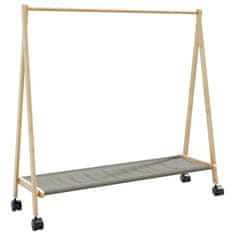 Vidaxl Stojalo za oblačila s policami n kolesi 106x34x106,5 cm Bambus