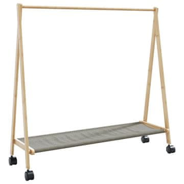 Vidaxl Stojalo za oblačila s policami n kolesi 106x34x106,5 cm Bambus