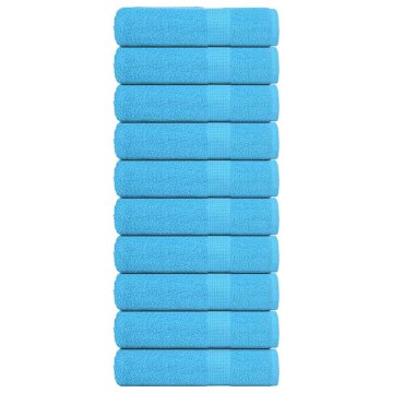 Vidaxl Brisače za tuširanje 10 kos turkizna 70x140 cm 360 gsm bombaž