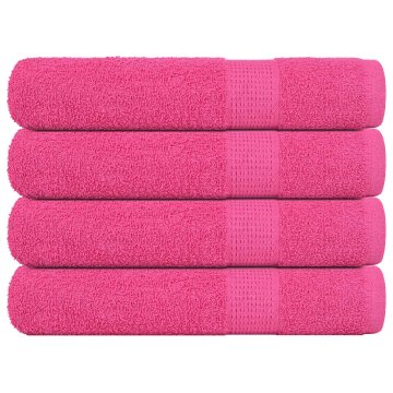 Vidaxl Brisače 4 kos roza 100x200 cm 360 gsm 100% bombaž