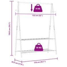 Vidaxl Stojalo za oblačila s policami 132x45,5x150,5 cm bambus